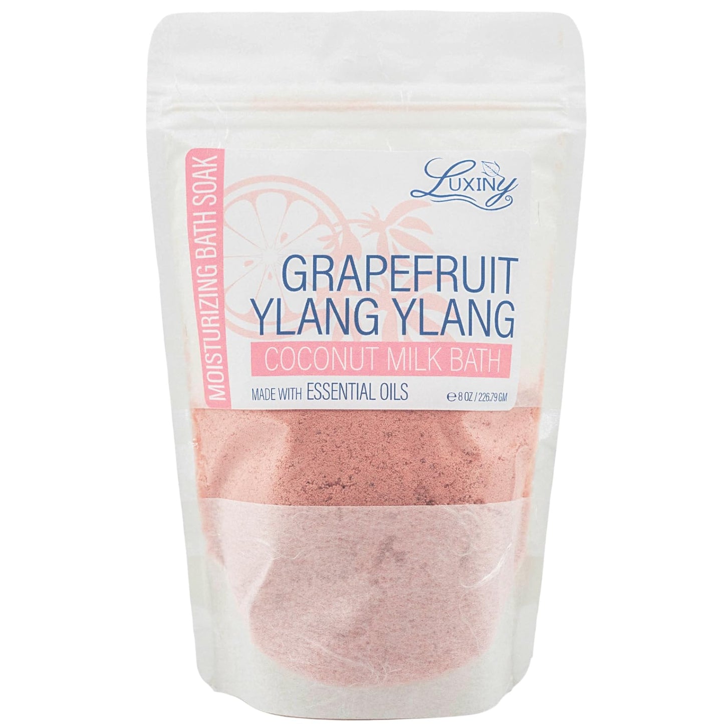 Luxiny Vegan Milk Bath Soak Made with Moisturizing Coconut Milk Powder & Sweet Almond Oil for a Bath Bomb Dust Soothing Fizz & Relaxing Soak 8 oz. (Grapefruit Yang Yang)